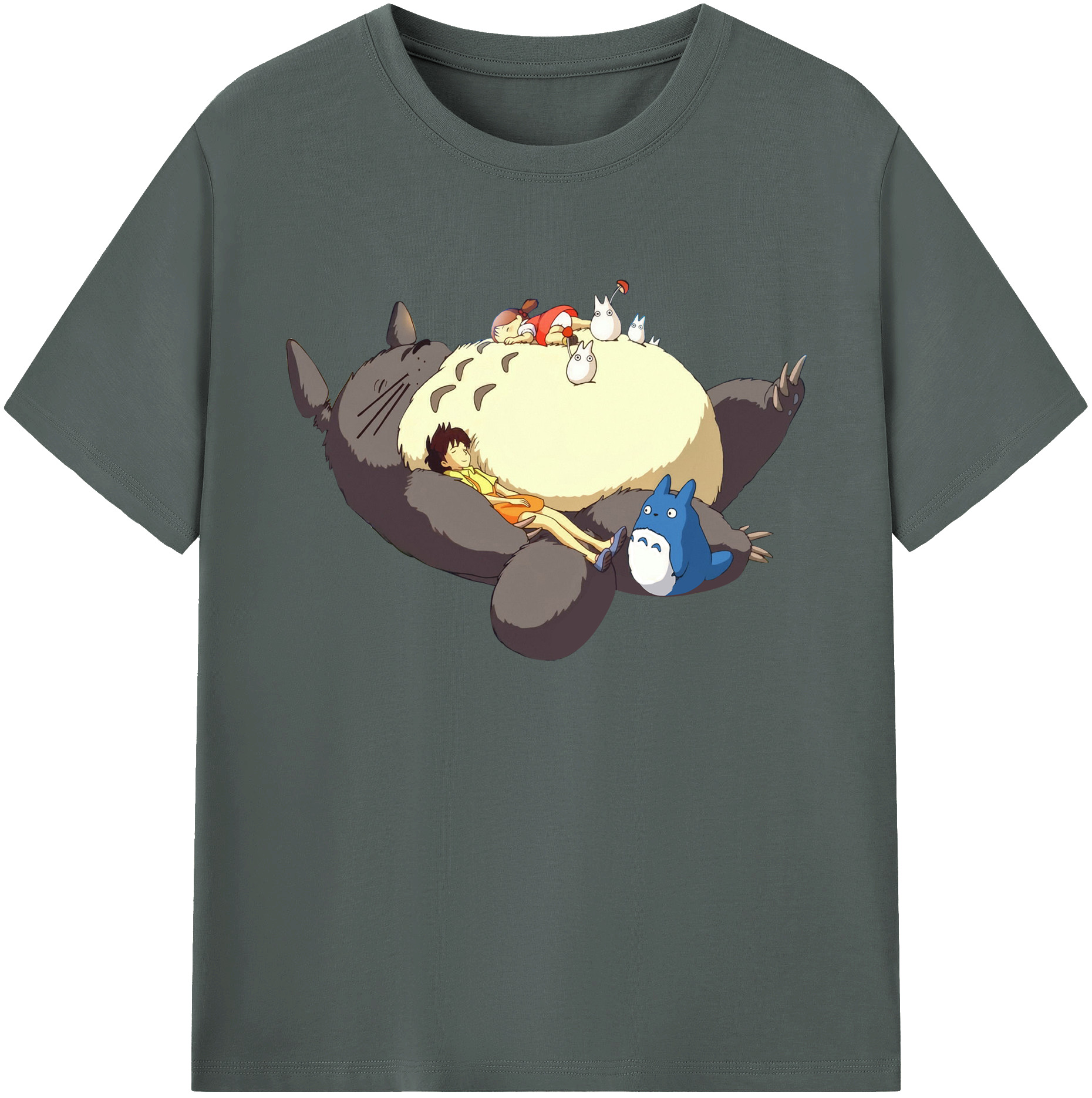 （画像用） となりのトトロ 草壁メイ 草壁サツキ My Neighbor Totoro Satsuki Kusakabe Mei Kusakabe 綿100％ メンズ半袖Tシャツ｜肌触りやわらか＆通気性